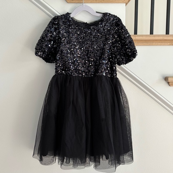 Cat & Jack Girls' Puff Sleeve Sequin Tulle Dress, Size Small (6/6X) - Picture 2 of 4